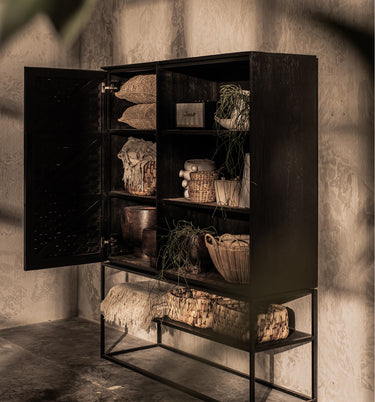 Karma Charcoal Cabinet 1 Door 3 Shelves 1 Open Rack