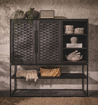 Karma Charcoal Cabinet 2 Doors 3 Shelves 1 Open Rack