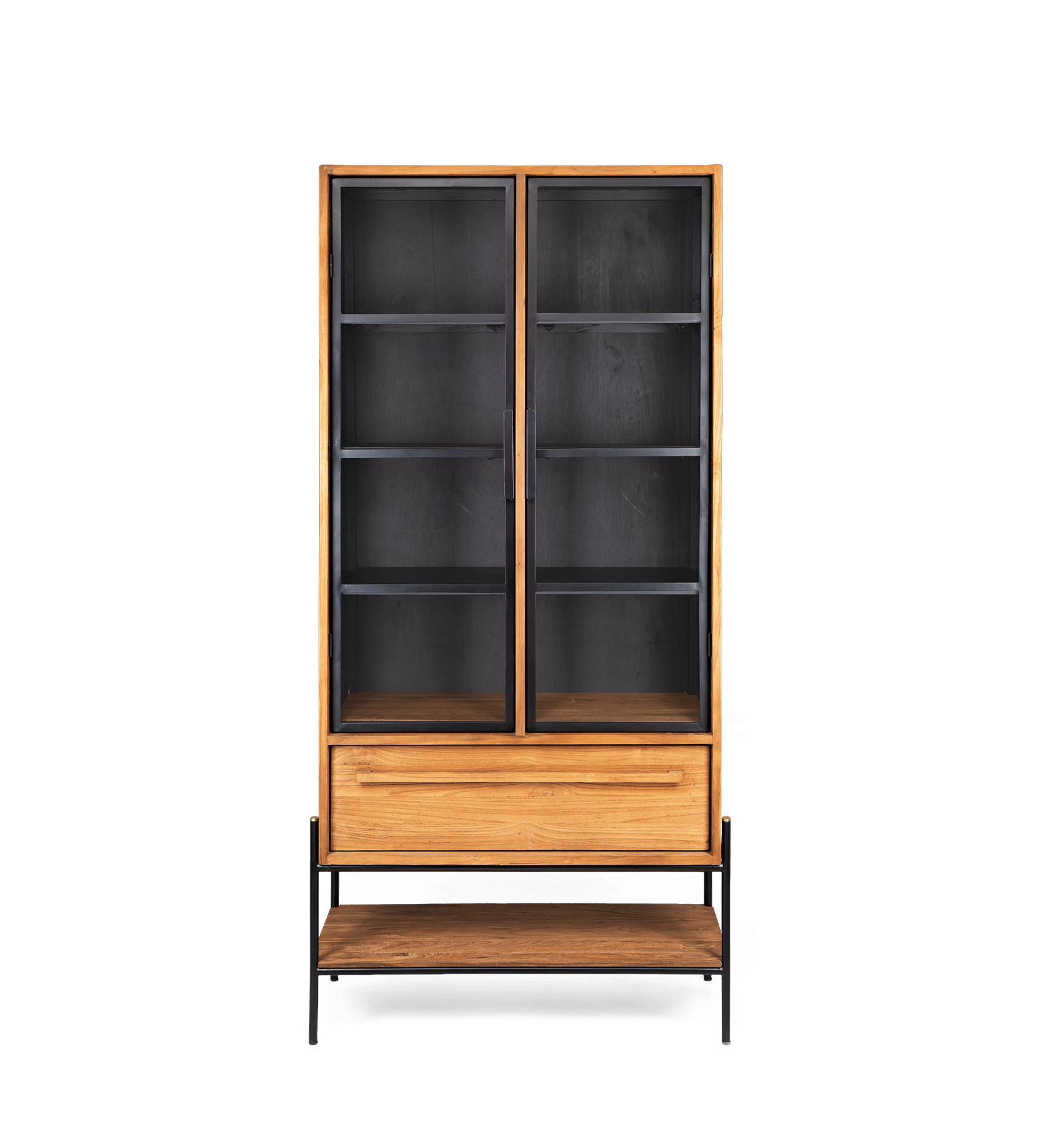Outline Cabinet 2 Glass Doors 1 Drawer 1 Open Rack