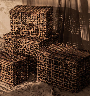 Rinjani Rectangular Basket Two-Tone - Set of 4
